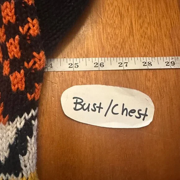 Canteen M Vintage Oversized Cardigan Sweater Geometric Pattern Black/Yellow - Picture 4 of 5